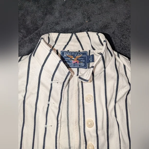 American Living White Pinstripe Waist Length Jacket - Picture 2 of 4